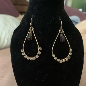 Vintage Anthropologie Boho dangle earrings with semi precious stones.